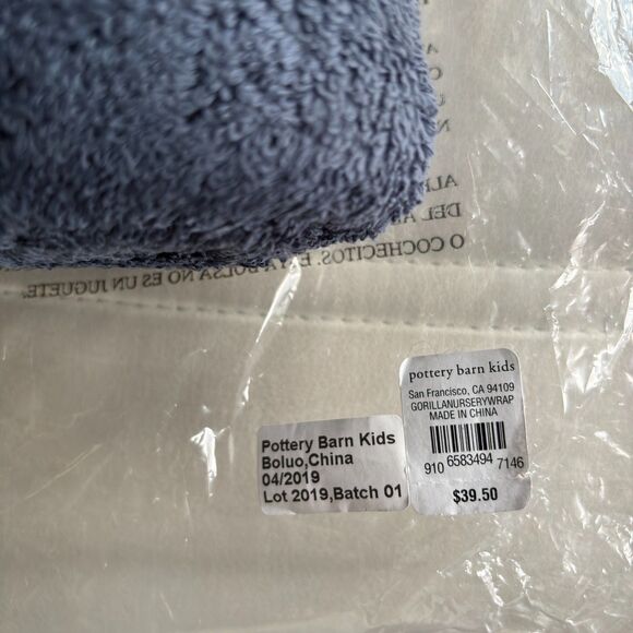 Pottery Barn Baby Blue GORILLA Baby Bath Wrap One Size - Picture 4 of 4